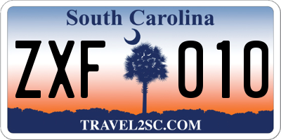 SC license plate ZXF010