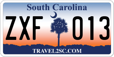 SC license plate ZXF013