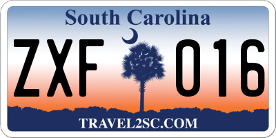 SC license plate ZXF016