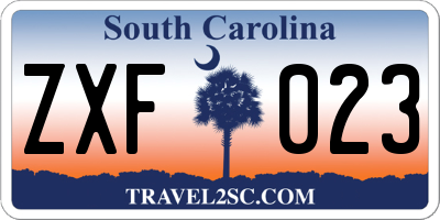 SC license plate ZXF023