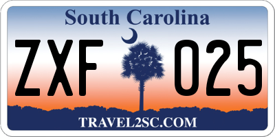 SC license plate ZXF025