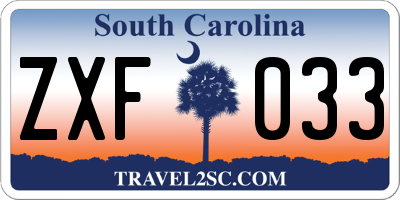 SC license plate ZXF033