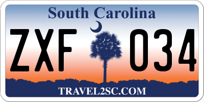 SC license plate ZXF034