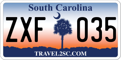 SC license plate ZXF035