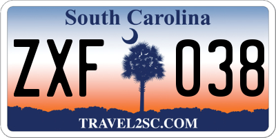 SC license plate ZXF038