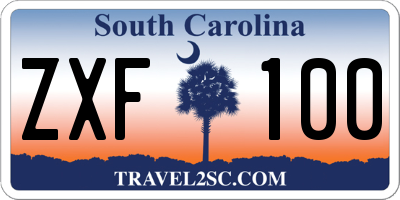 SC license plate ZXF100