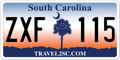 SC license plate ZXF115