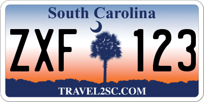 SC license plate ZXF123