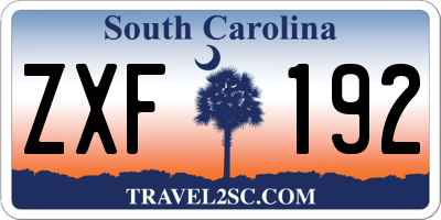 SC license plate ZXF192