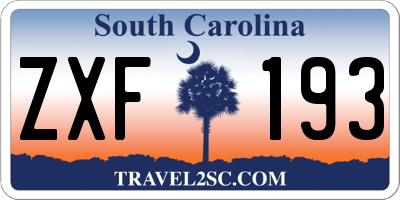 SC license plate ZXF193