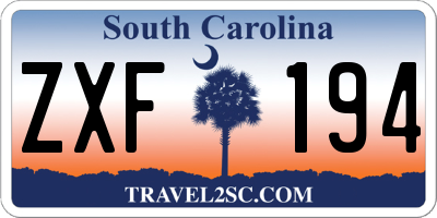 SC license plate ZXF194