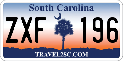 SC license plate ZXF196