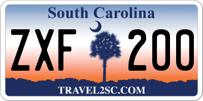 SC license plate ZXF200