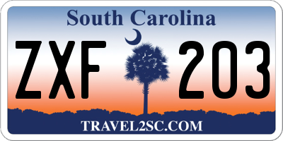 SC license plate ZXF203