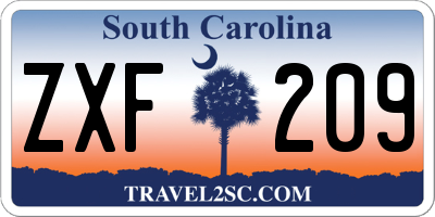 SC license plate ZXF209