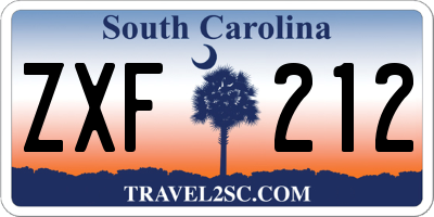 SC license plate ZXF212