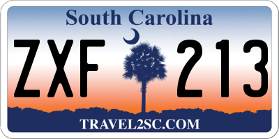 SC license plate ZXF213