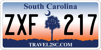 SC license plate ZXF217