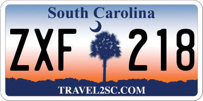 SC license plate ZXF218