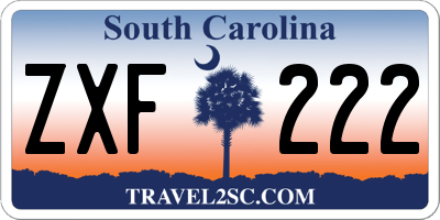 SC license plate ZXF222