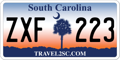 SC license plate ZXF223