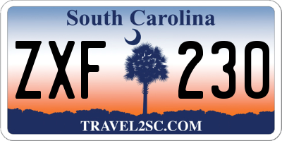 SC license plate ZXF230