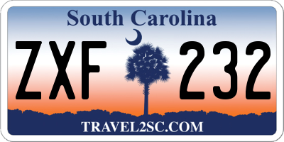 SC license plate ZXF232