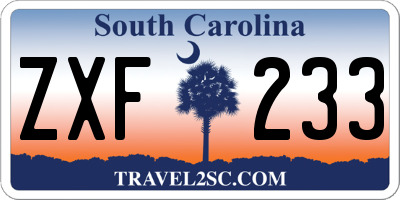 SC license plate ZXF233