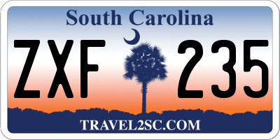 SC license plate ZXF235