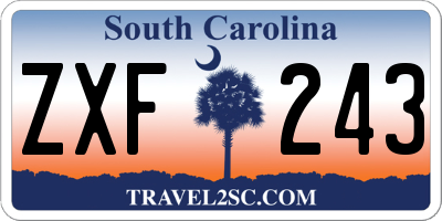 SC license plate ZXF243