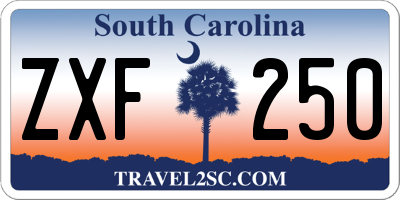 SC license plate ZXF250