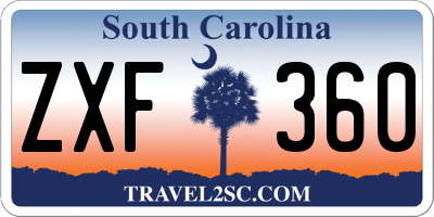 SC license plate ZXF360