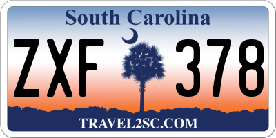 SC license plate ZXF378
