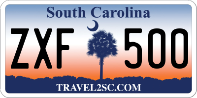 SC license plate ZXF500