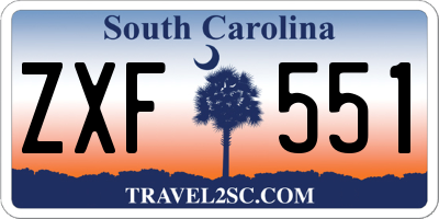 SC license plate ZXF551