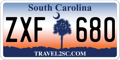 SC license plate ZXF680