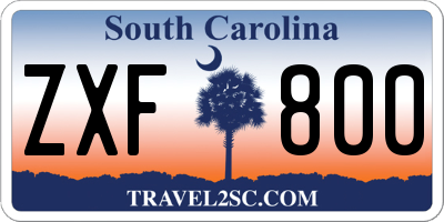 SC license plate ZXF800
