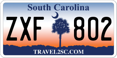 SC license plate ZXF802