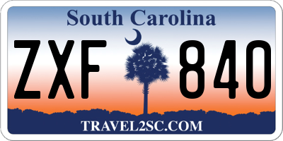 SC license plate ZXF840