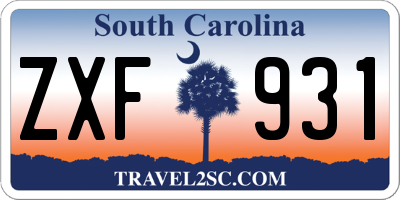 SC license plate ZXF931