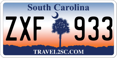 SC license plate ZXF933