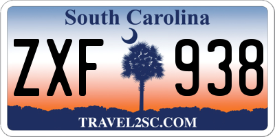 SC license plate ZXF938
