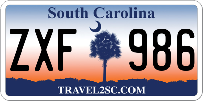 SC license plate ZXF986