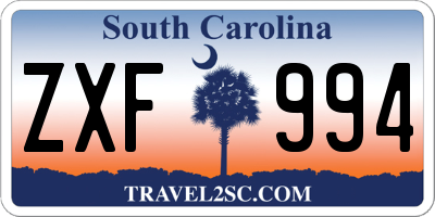 SC license plate ZXF994
