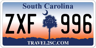 SC license plate ZXF996