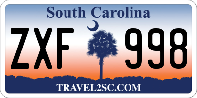 SC license plate ZXF998