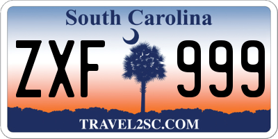 SC license plate ZXF999