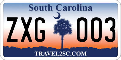 SC license plate ZXG003