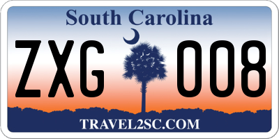 SC license plate ZXG008