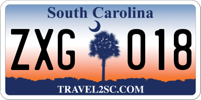 SC license plate ZXG018